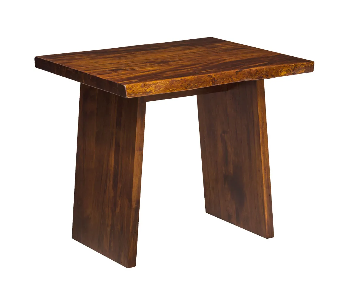 Live Edge End Table with Angled Panel Base