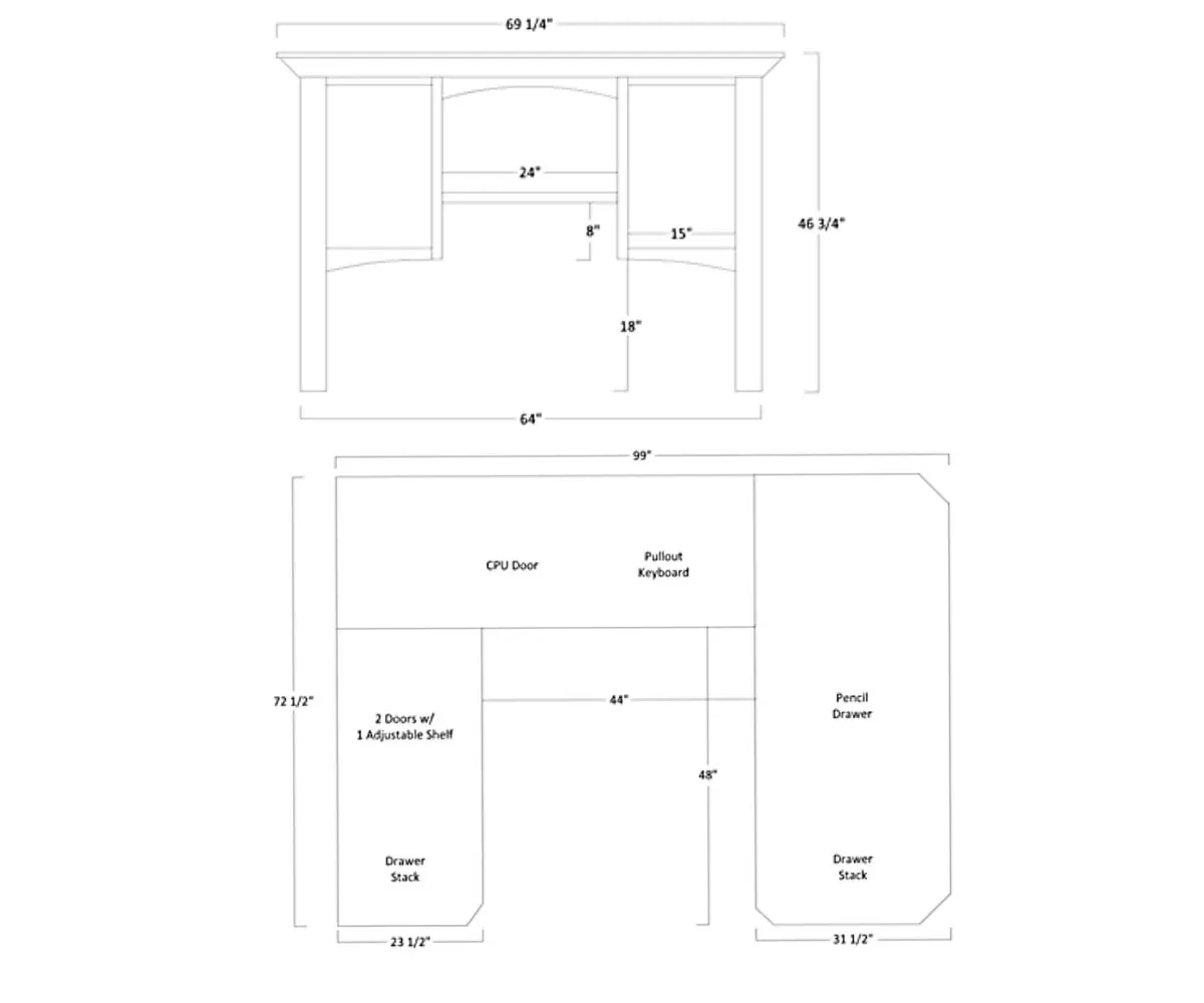 Buckingham U-Shape Desk and Hutch - Image 4
