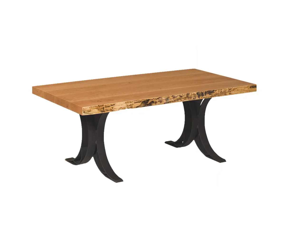 Live Edge Coffee Table with Double Curved Base
