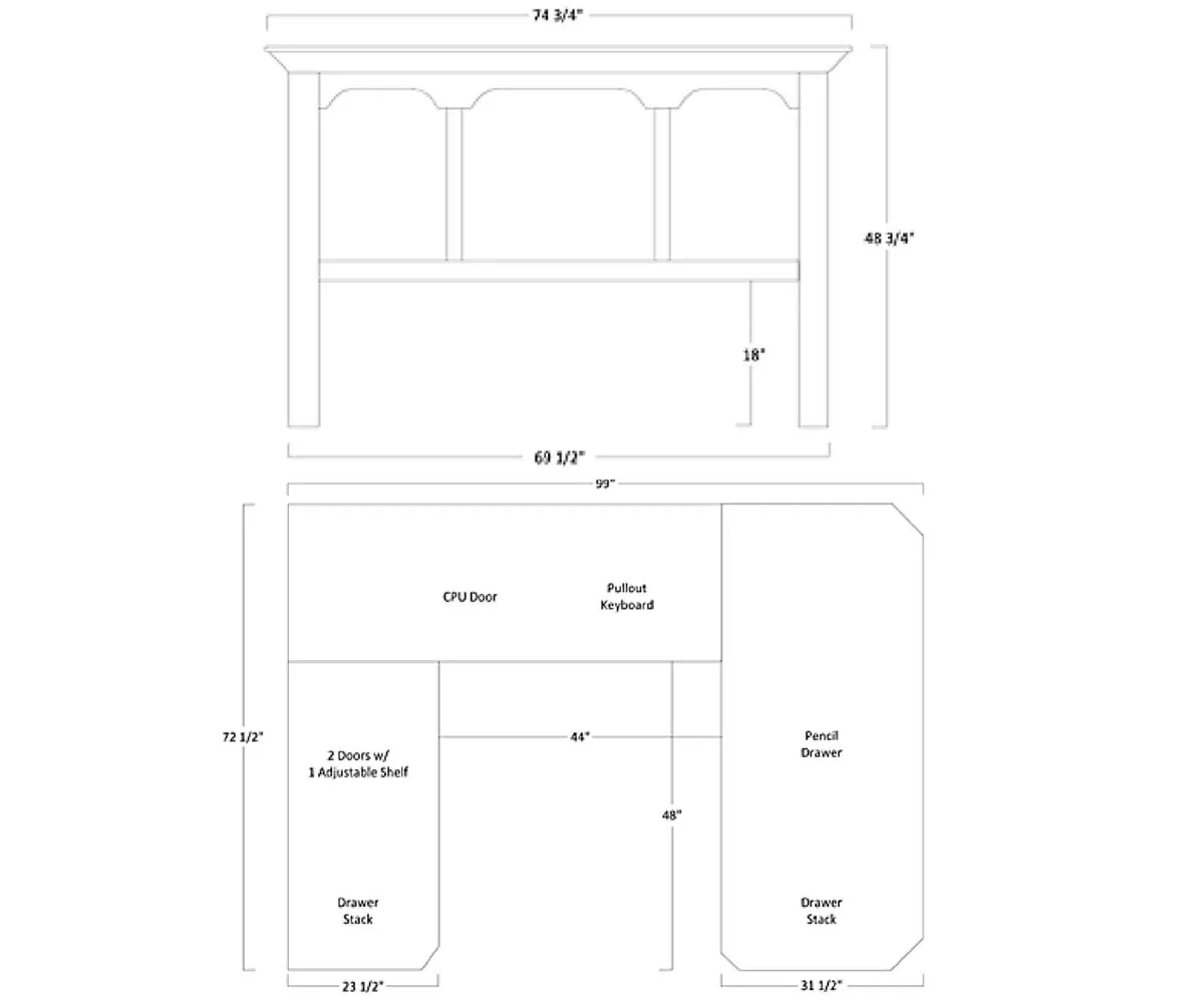 Jefferson U-Shape Desk & Hutch - Image 3