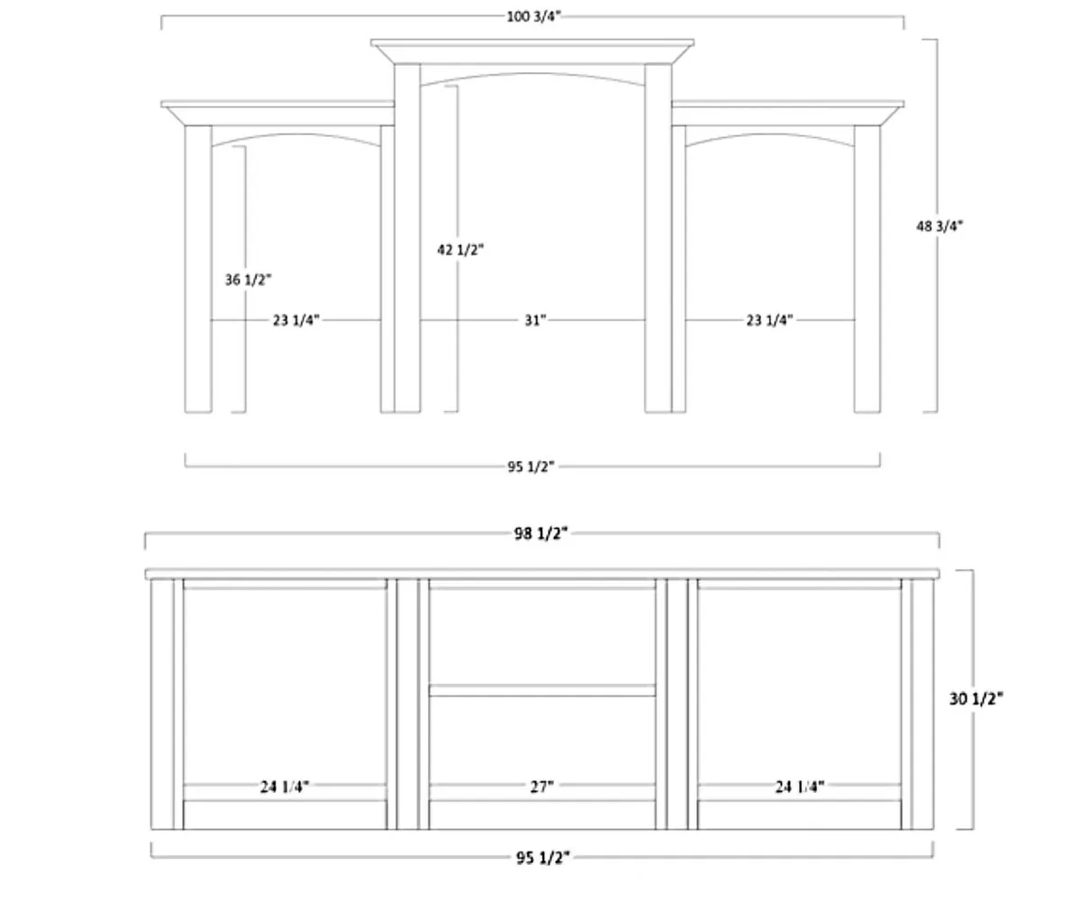 Buckingham 98" Base and Three Piece Hutch - Image 2